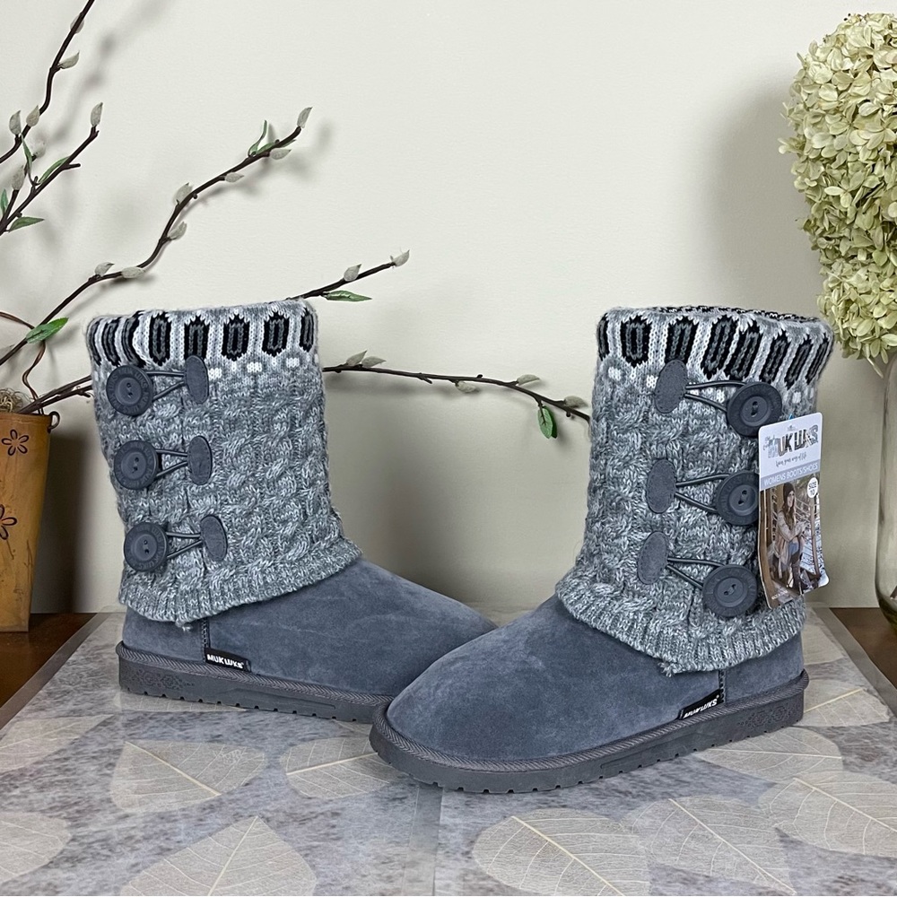 MUK LUKS® Cheryl Faux Fur Lined Water-resistant Cable Knit Cuff Sweater Boots